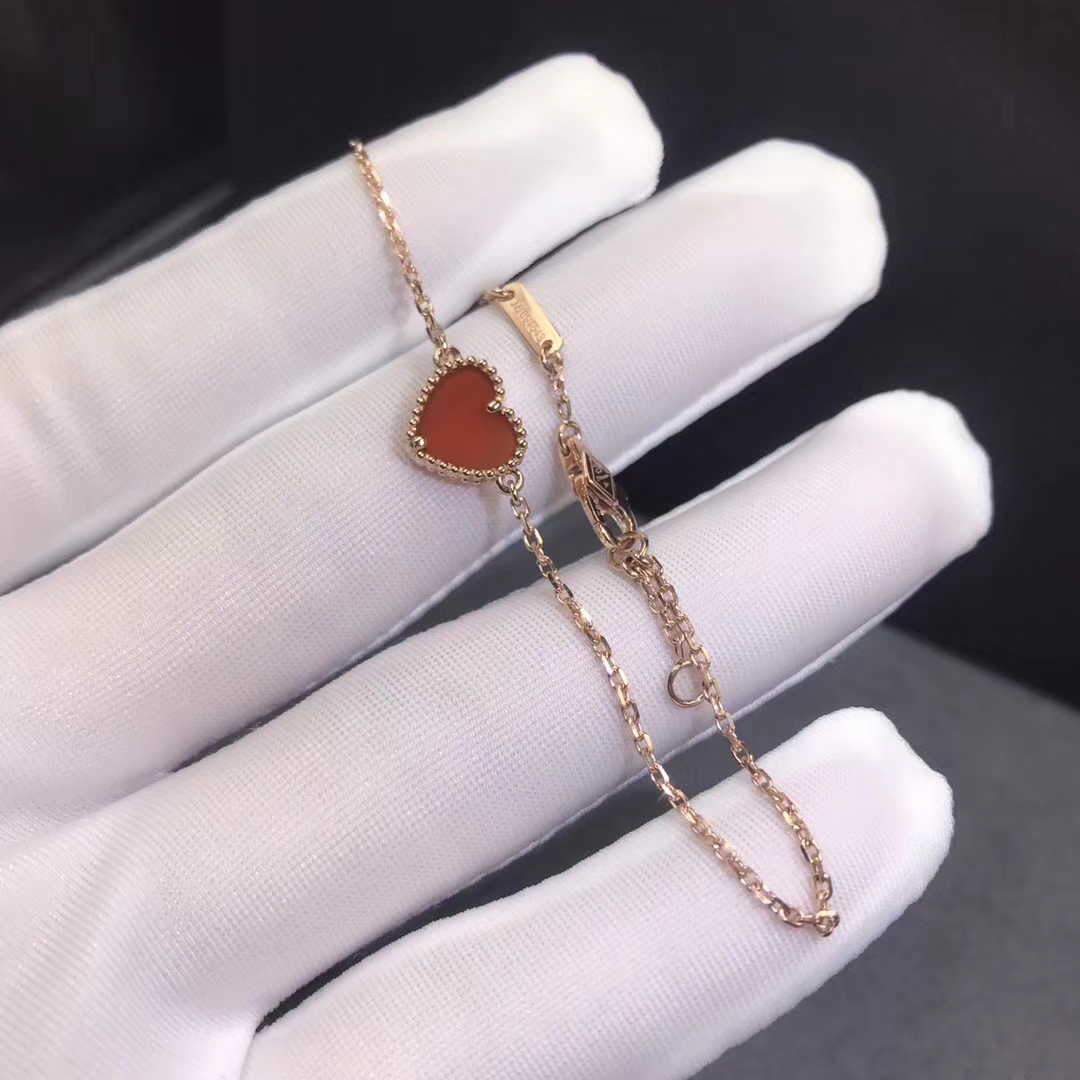 Van Cleef & Arpels 18K Rose Gold Carnelian Sweet Alhambra Heart Bracelet VCARN59L00