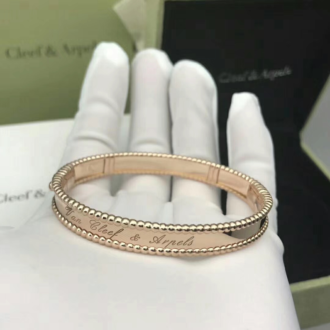 Custom Van Cleef & Arpels 18K Rose Gold Medium Model Perlee Signature Bracelet