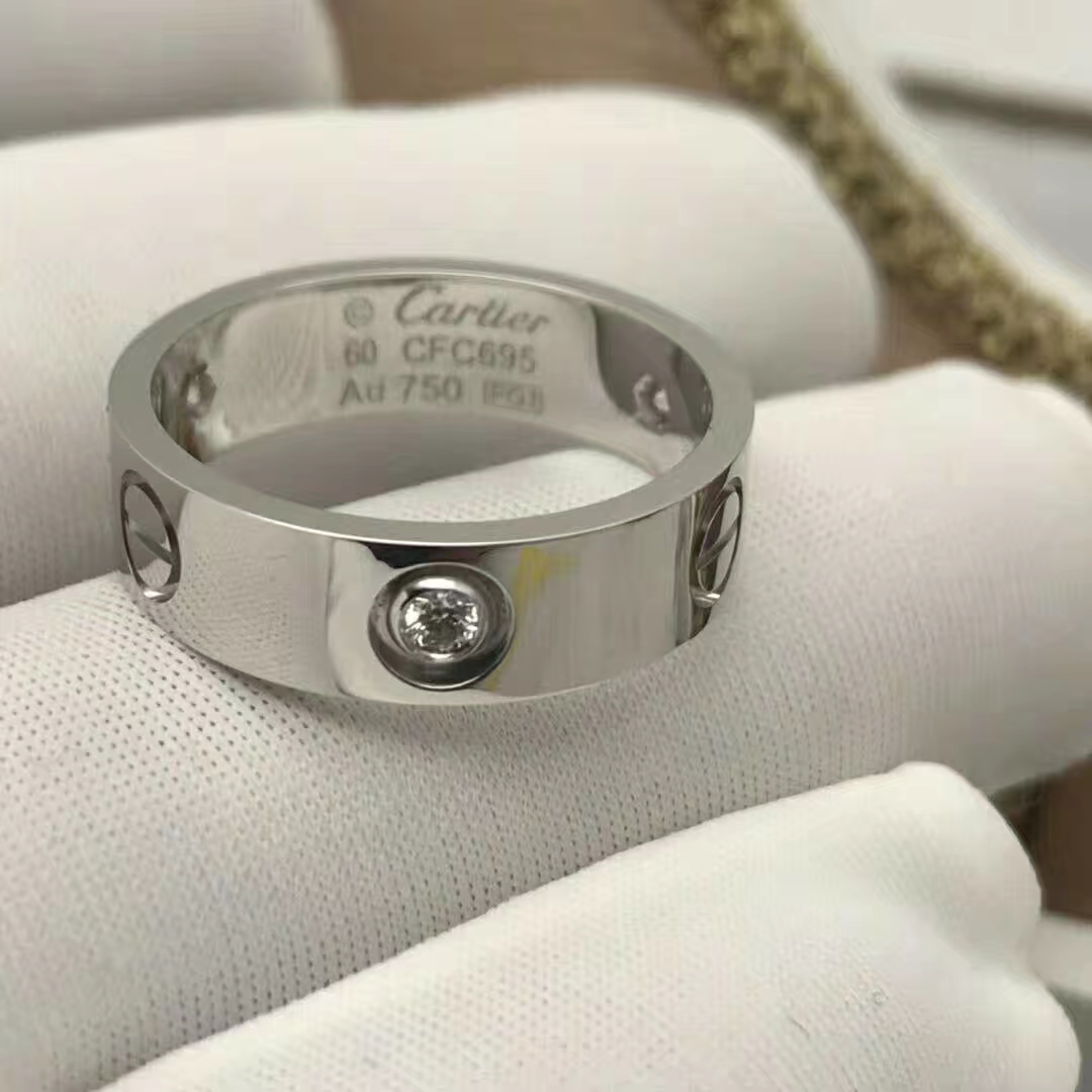 Cartier 18K White Gold 3 Diamonds Love Ring B4032500