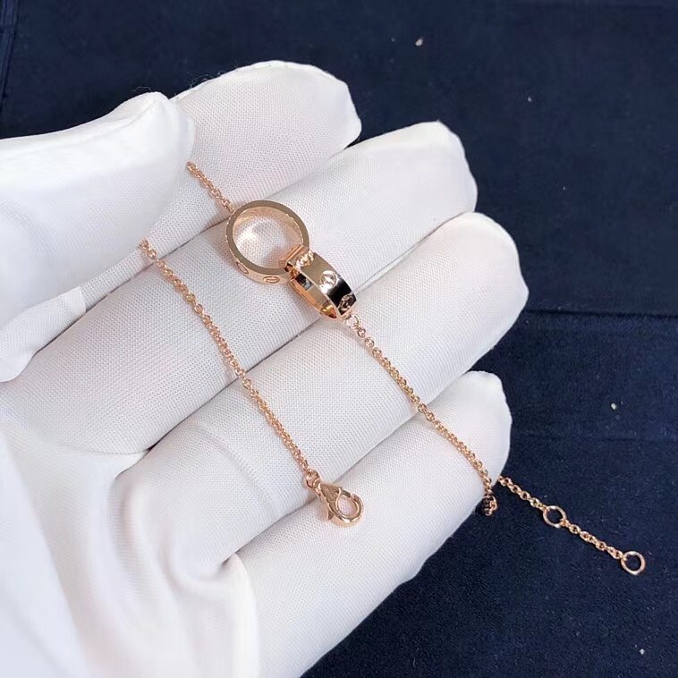 Authentic Cartier 18k Rose Gold Love 2 Hoops Gold Chain Bracelet B6027000