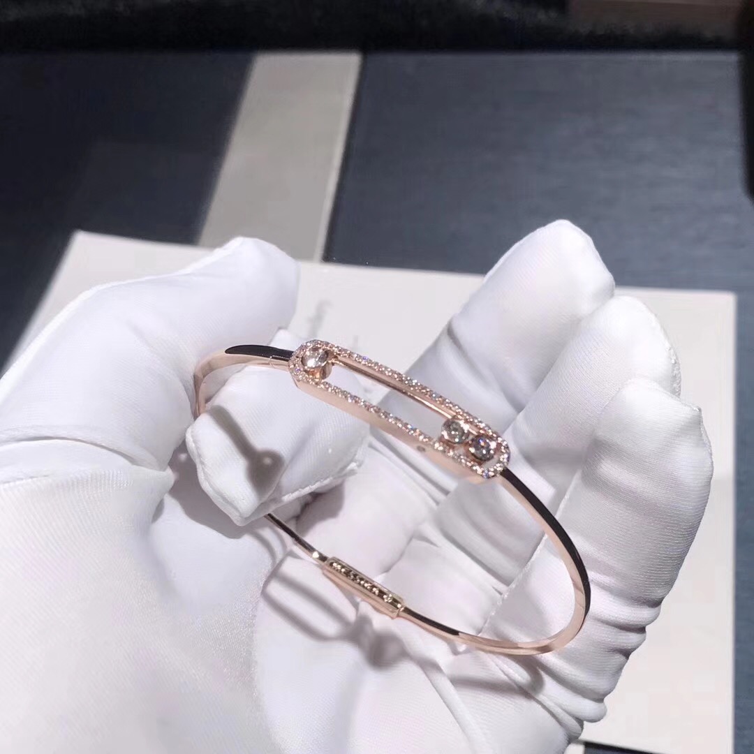 Messika 18K Pink Gold Move Uno Pavé Diamond Thin Bangle Bracelet