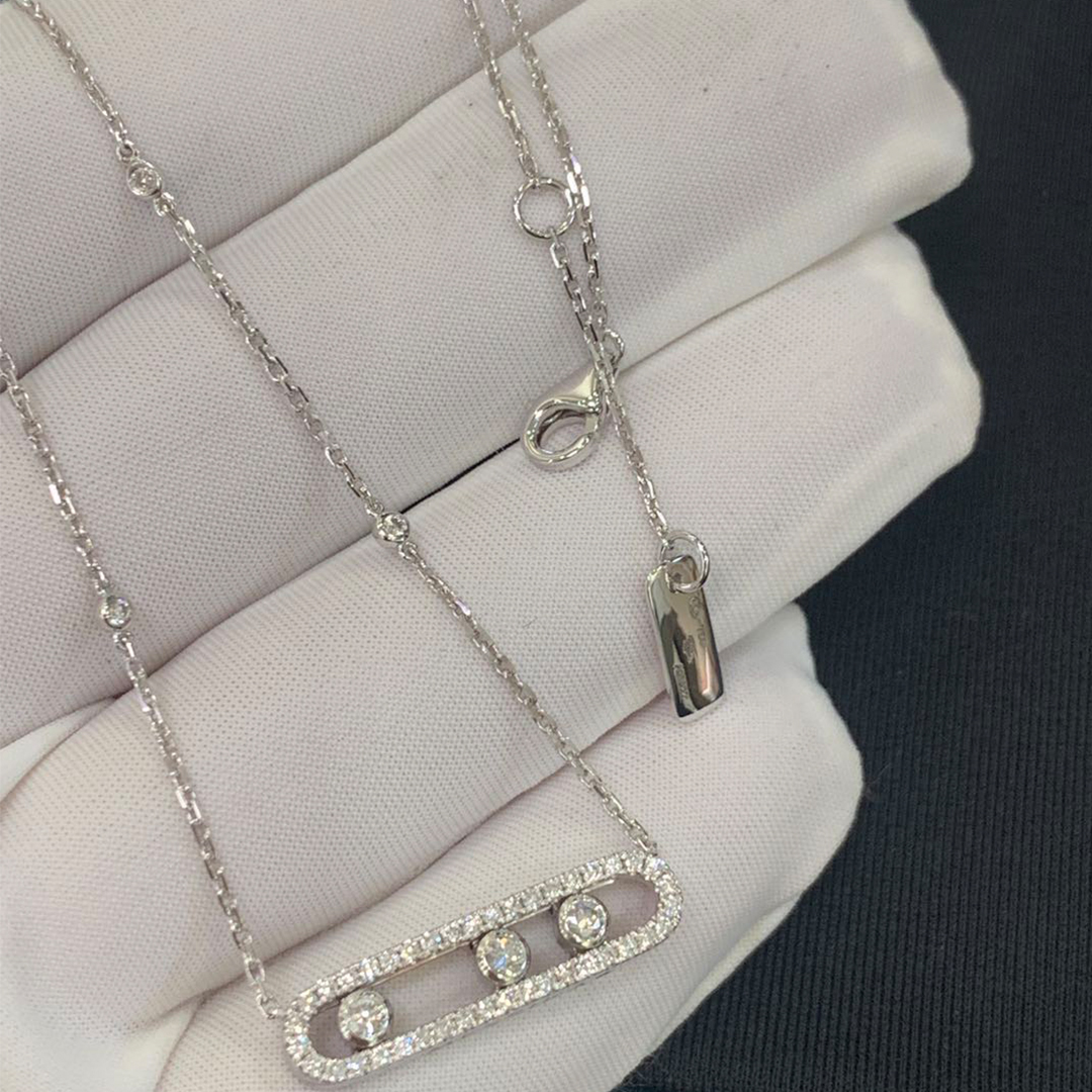 Messika 18k White Gold Baby Move Pavé Diamond Pendant Necklace