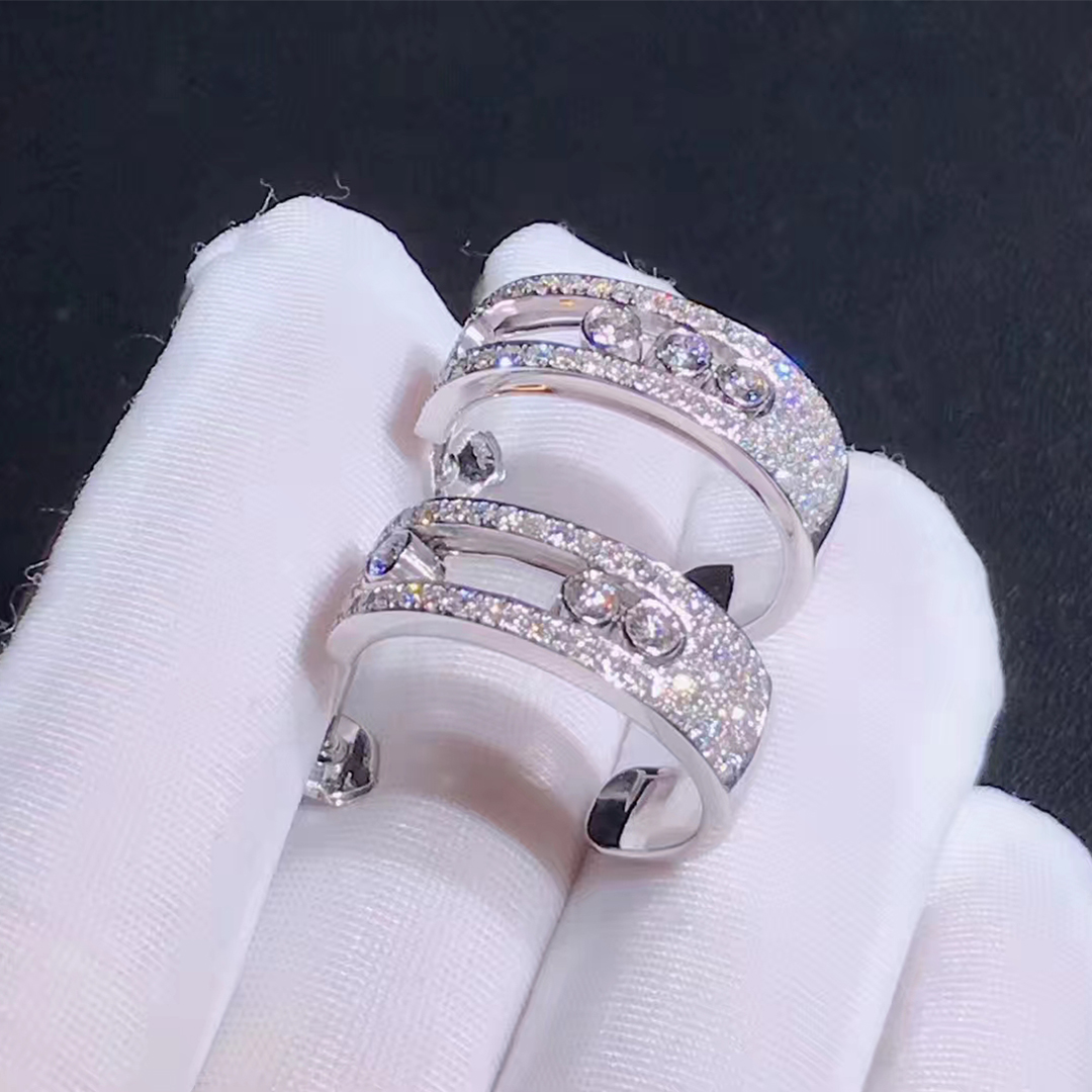 Messkia 18k White Gold Move Pavé Diamond Hoop Earrings