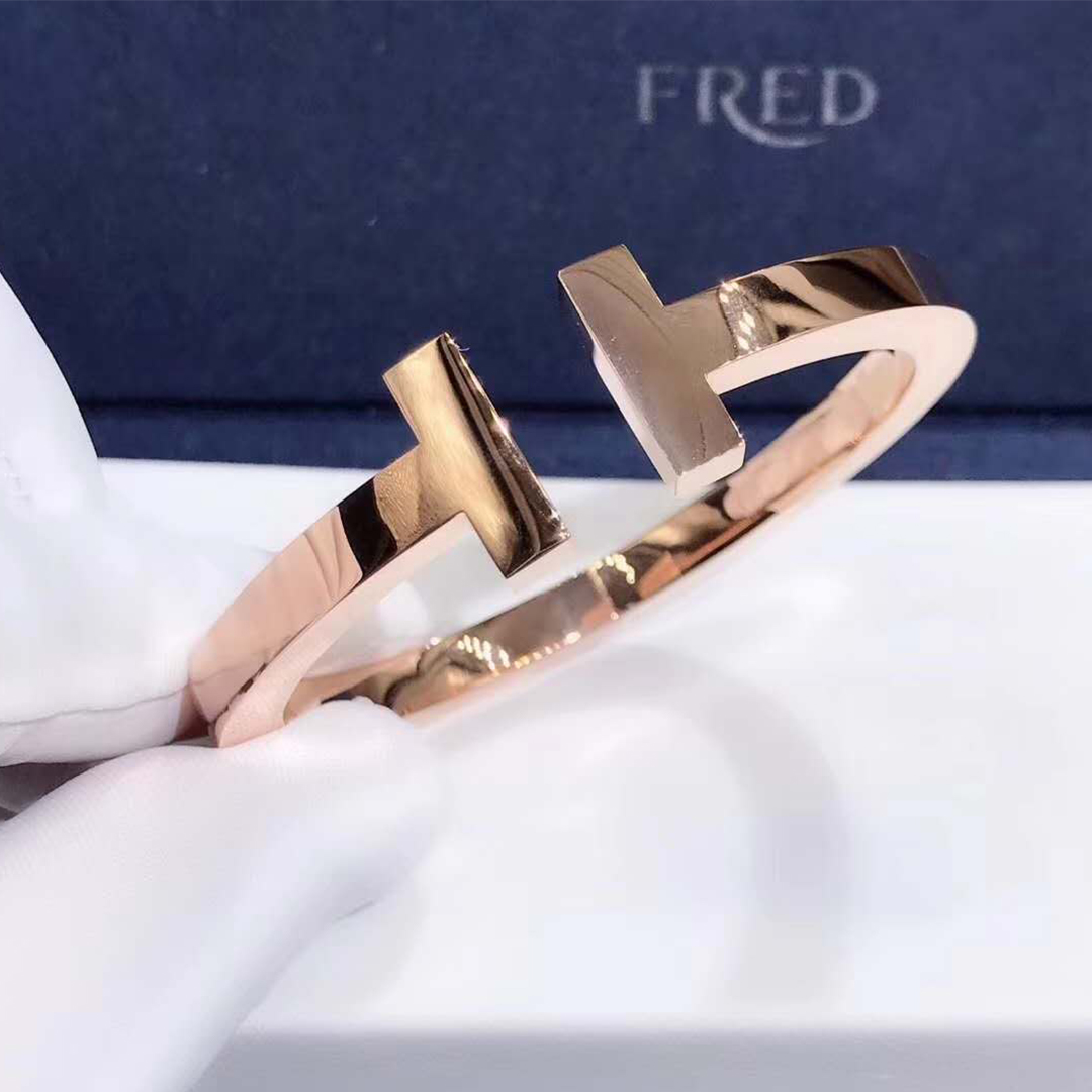 Tiffany & Co. 18K Rose Gold Double T Square Bracelet