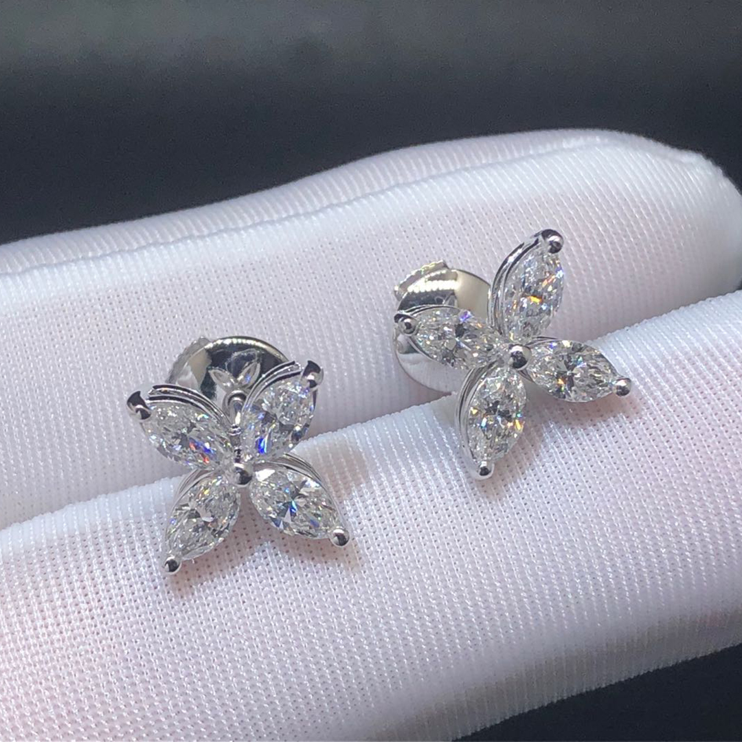 Tiffany Platinum Victoria 1.62ct Marquise Diamonds Earrings, Size Large