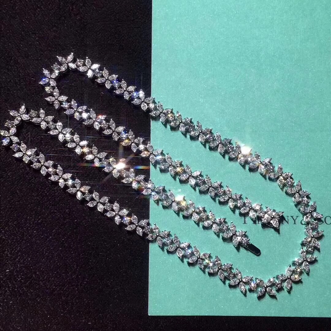 Tiffany Platinum Victoria Alternating Graduated Diamond Necklace